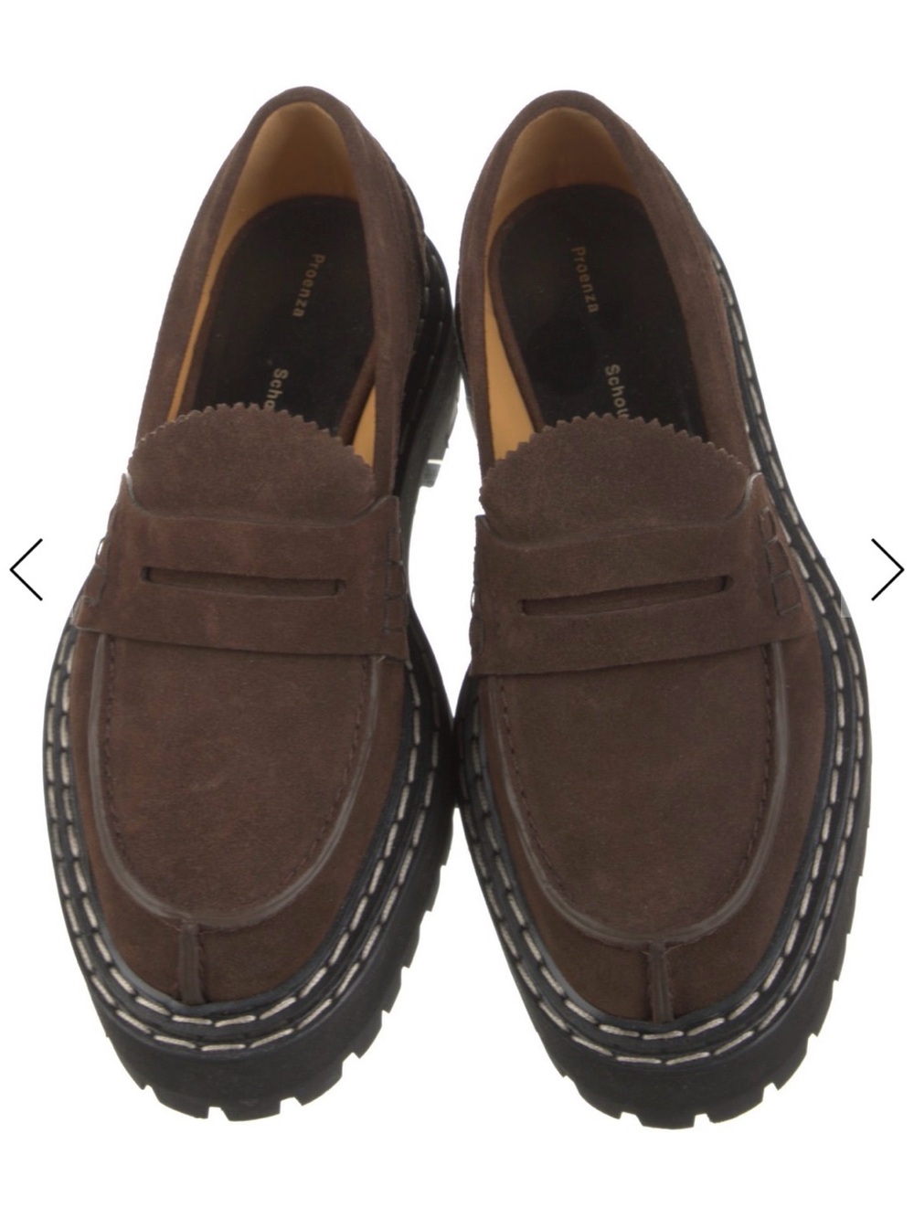 Proenza Schouler Chunky Brown Suede Penny Loafers